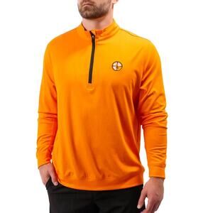 Waggle Men's Golf Blaze Quarter Zip Orange Pullover Orange Size Small